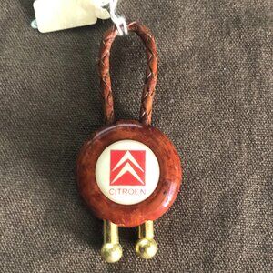 CITROEN Wood and Leather Key Ring